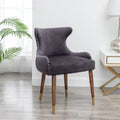 23" Polyester Upholstered Accent Chair with Rubberwood Legs – Gray