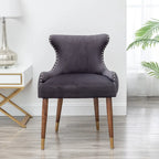 23" Polyester Upholstered Accent Chair with Rubberwood Legs – Gray