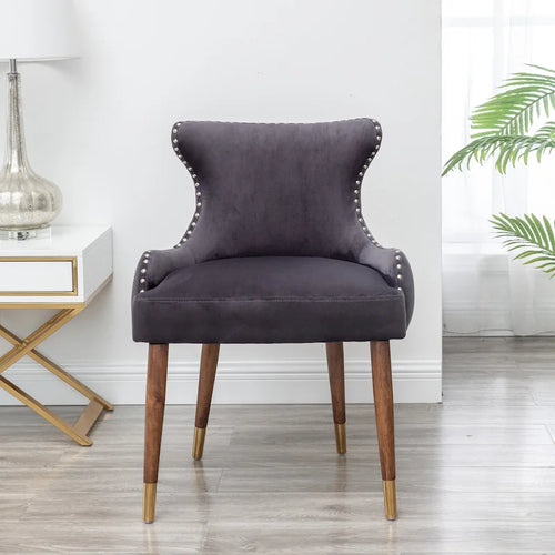 23" Polyester Upholstered Accent Chair with Rubberwood Legs – Gray