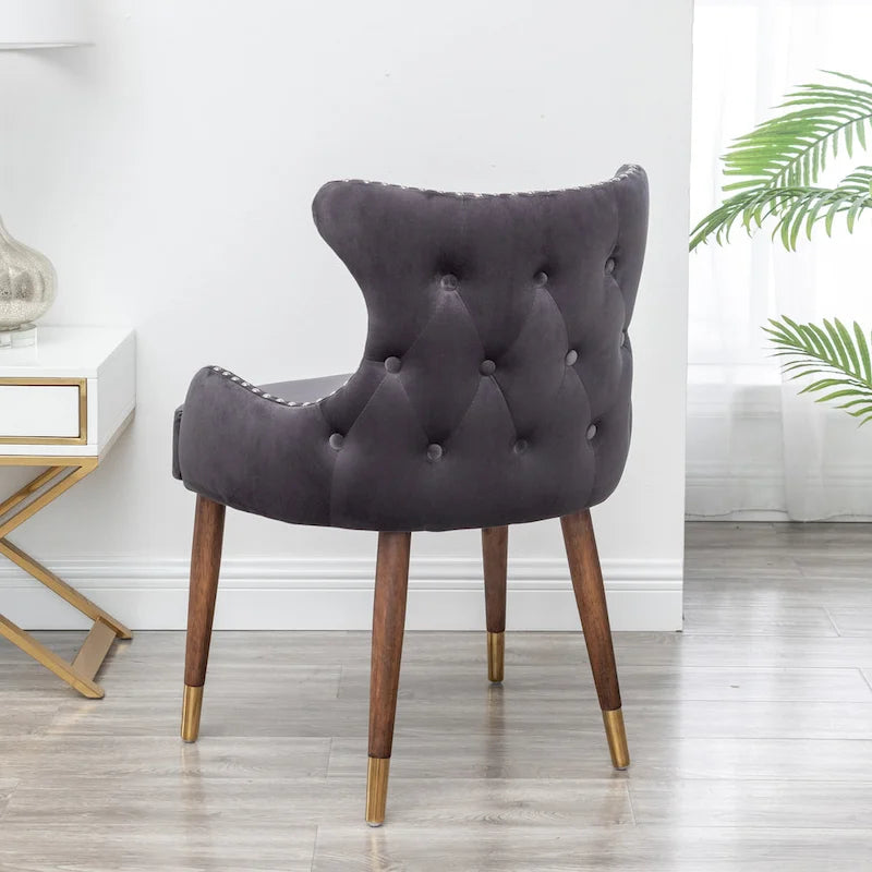 23" Polyester Upholstered Accent Chair with Rubberwood Legs – Gray