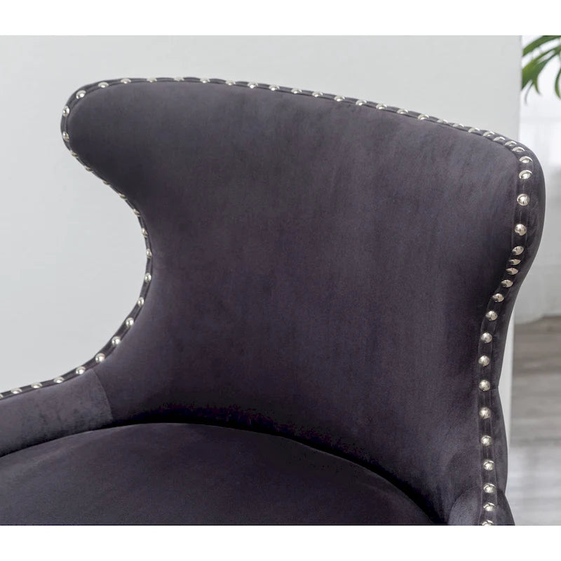23" Polyester Upholstered Accent Chair with Rubberwood Legs – Gray