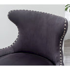 23" Polyester Upholstered Accent Chair with Rubberwood Legs – Gray