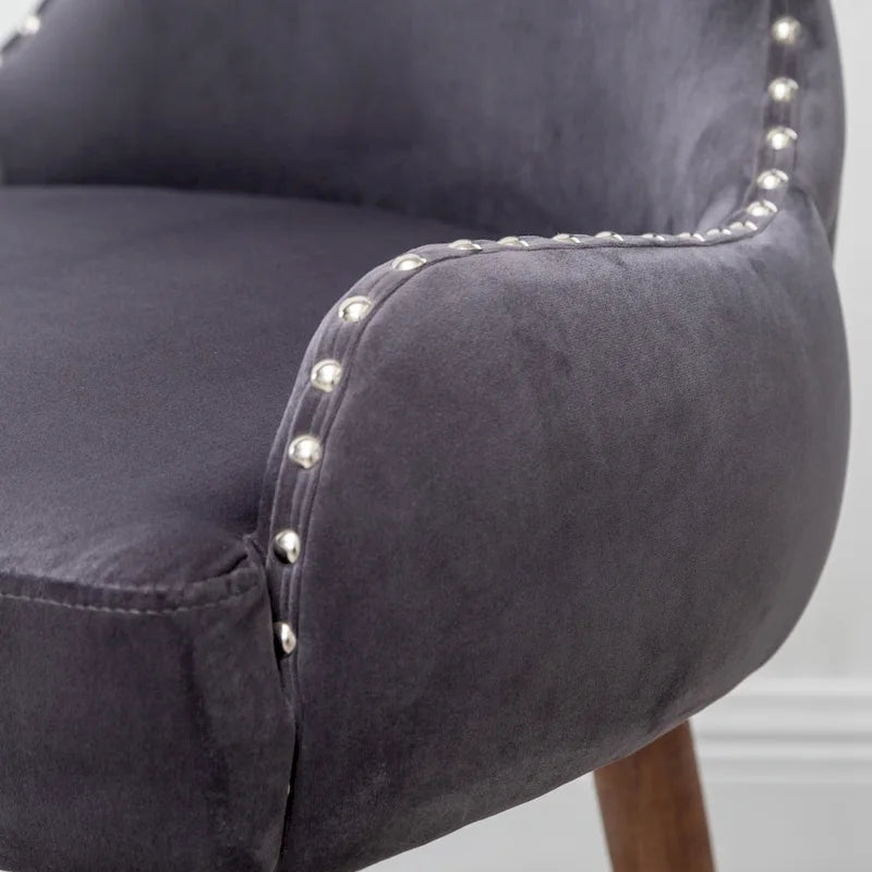 23" Polyester Upholstered Accent Chair with Rubberwood Legs – Gray