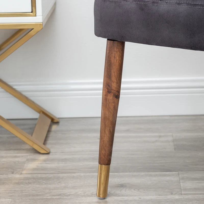 23" Polyester Upholstered Accent Chair with Rubberwood Legs – Gray