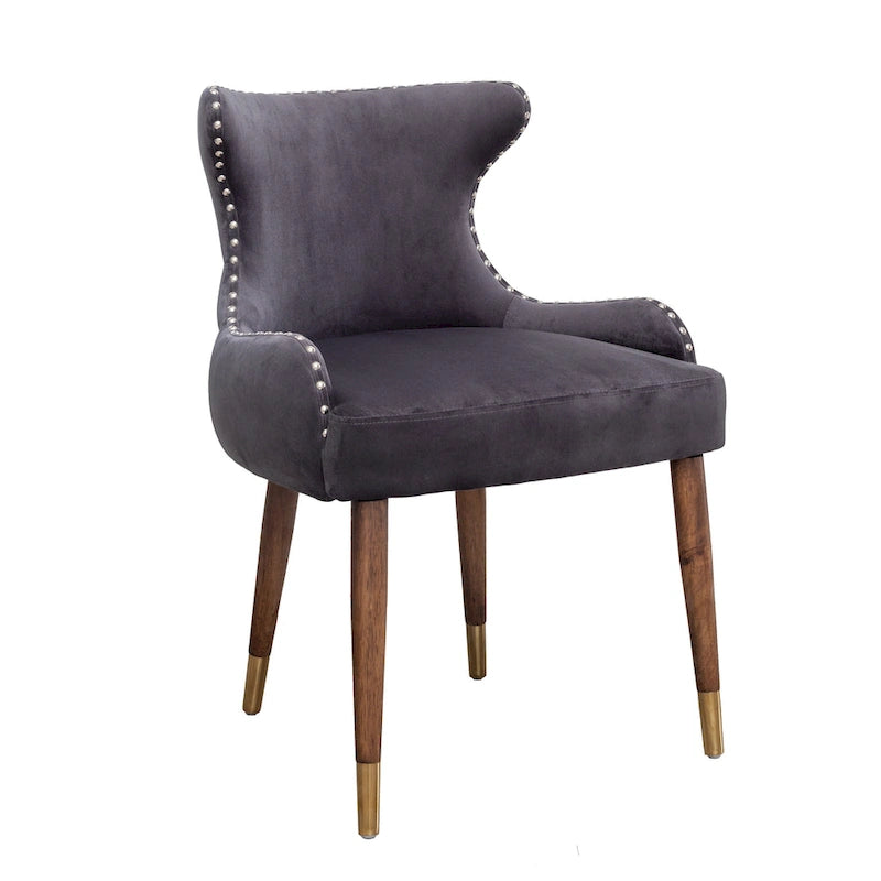 23" Polyester Upholstered Accent Chair with Rubberwood Legs – Gray