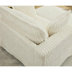Beige 47.8" Corduroy Oversized Chaise Longue with Ottoman and 2 Pillows
