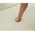 Beige 47.8" Corduroy Oversized Chaise Longue with Ottoman and 2 Pillows