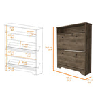 2-Shelf Shoe Rack with Cabinet Doors, Dark Brown Manufactured Wood, 39.3"W