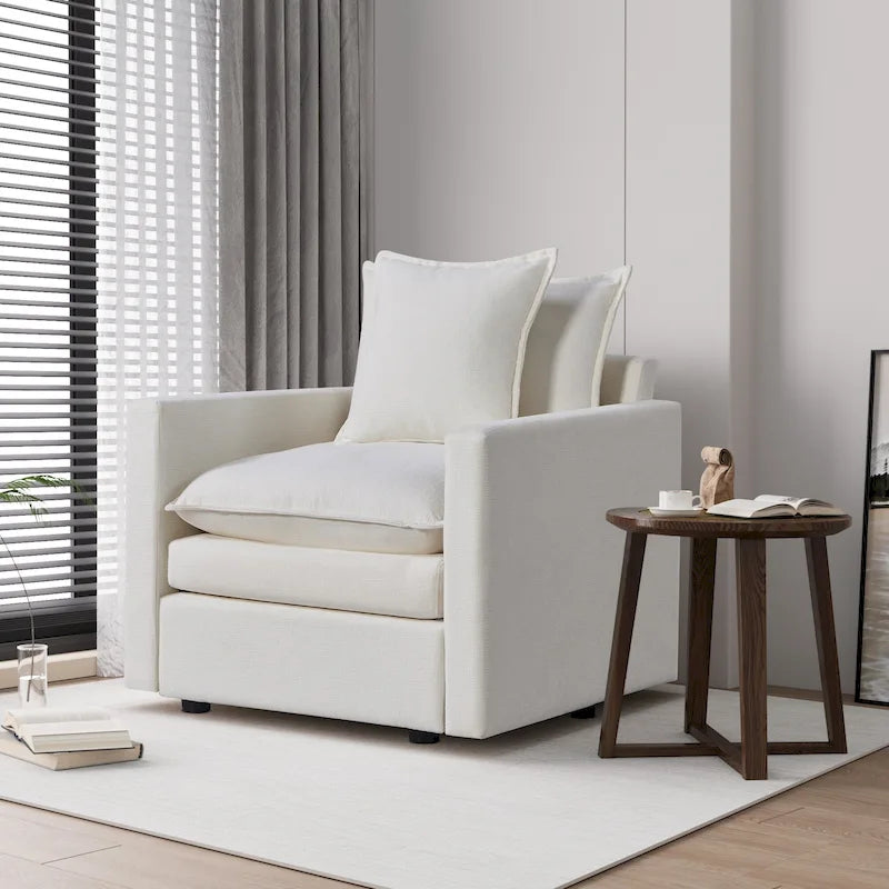 33" Upholstered Accent Armchair with Solid Wood Frame, Modern Style, Living Room Chair