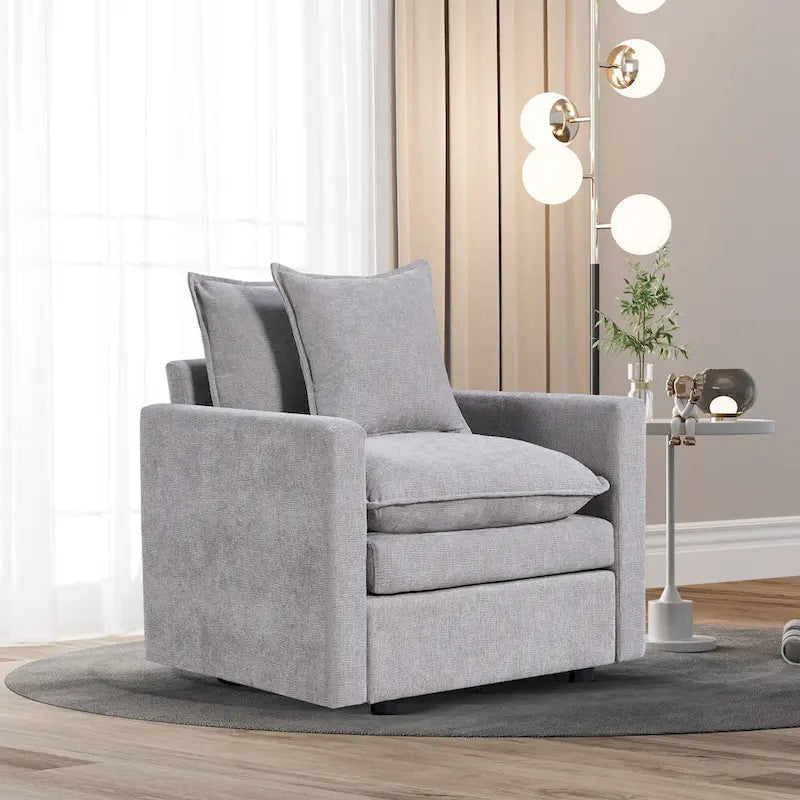 33.07 Upholstered Arm Chair with Solid Wood Frame