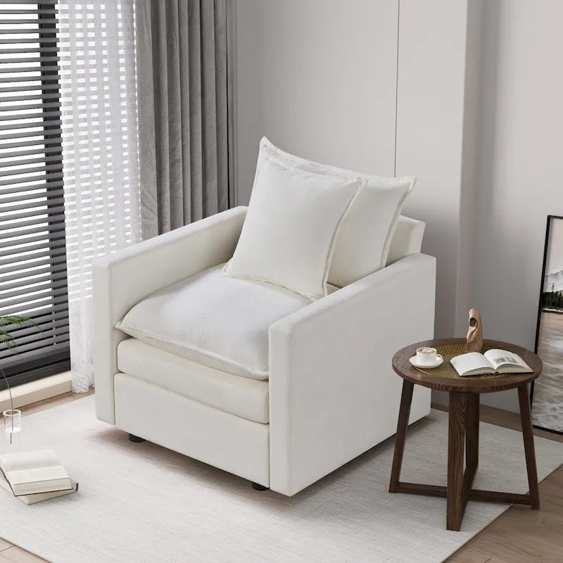 33" Upholstered Accent Armchair with Solid Wood Frame, Modern Style, Living Room Chair