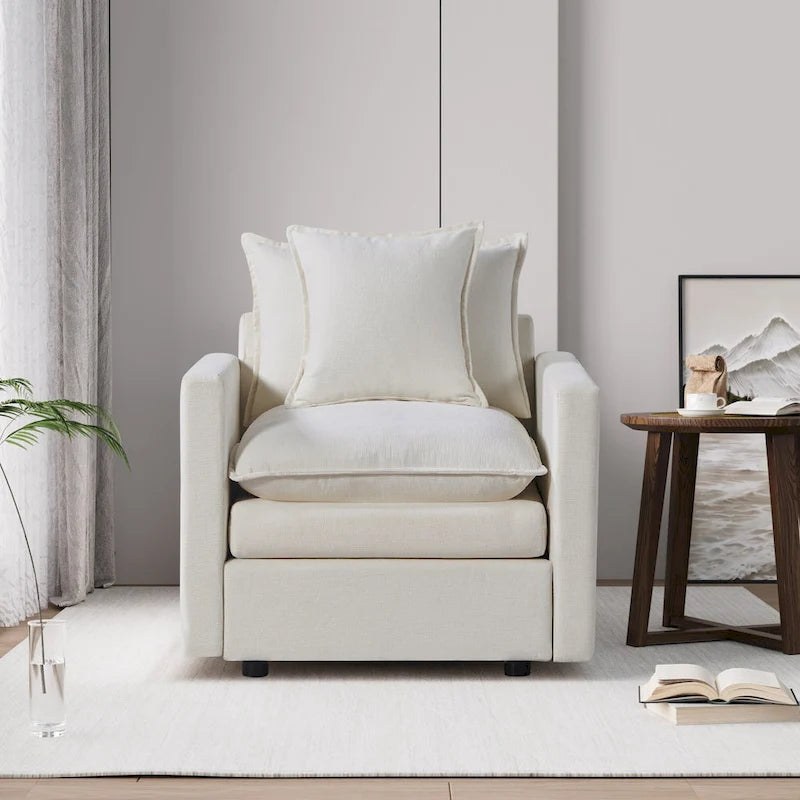 33" Upholstered Accent Armchair with Solid Wood Frame, Modern Style, Living Room Chair