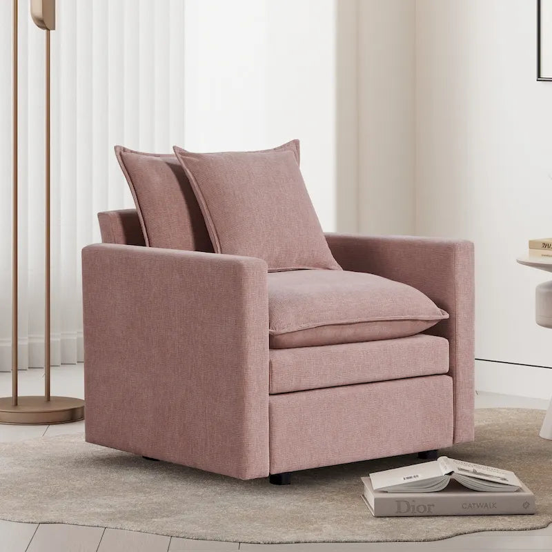33" Upholstered Accent Armchair with Solid Wood Frame, Modern Style, Living Room Chair