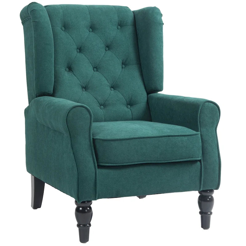 Modern High Back Accent Chair – 29.3" Dark Green Upholstered Seat