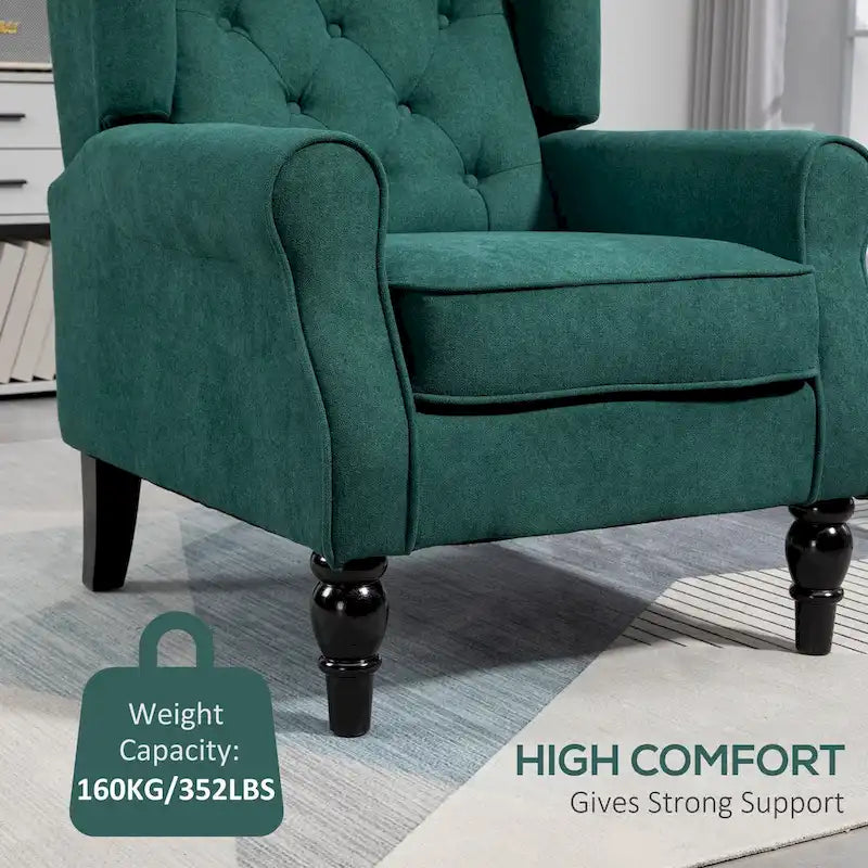 Modern High Back Accent Chair – 29.3" Dark Green Upholstered Seat