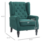 Modern High Back Accent Chair – 29.3" Dark Green Upholstered Seat