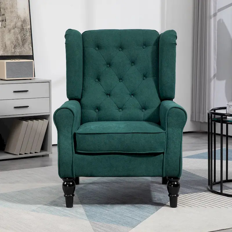 Modern High Back Accent Chair – 29.3" Dark Green Upholstered Seat