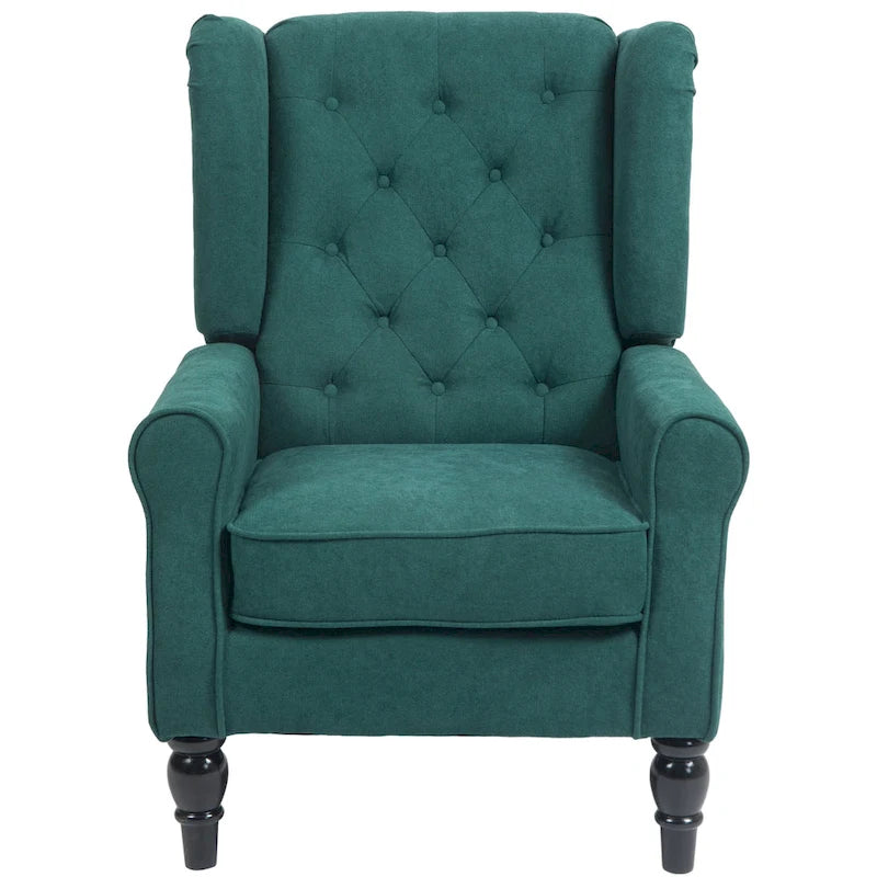 Modern High Back Accent Chair – 29.3" Dark Green Upholstered Seat
