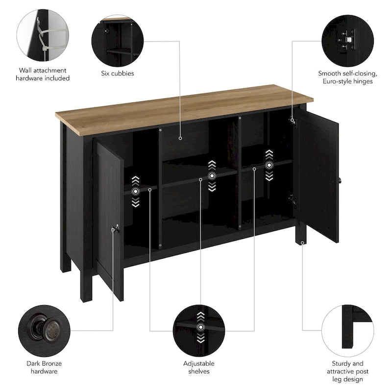 Modern Accent Cabinet with Doors & Concealed Storage for Living Room or Hallway