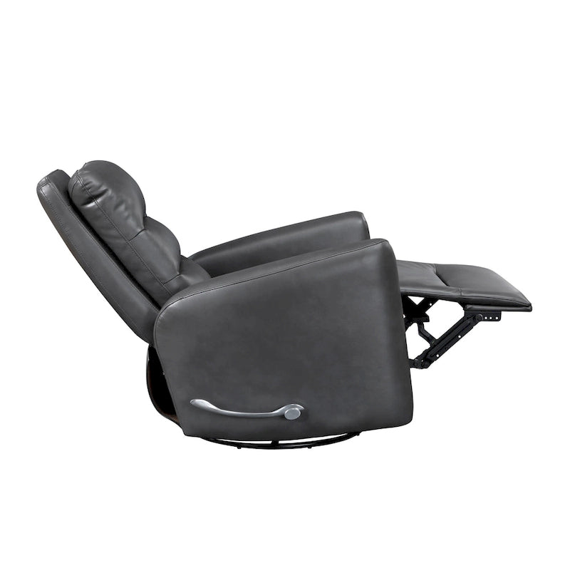 Glider Reclining Chair Swivel Motion Breathable Faux Leather Upholstery Luxury Living Room Furniture, Movie Chair
