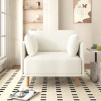 Modern Accent Lounge Chair with Solid Wood Legs and Soft Fabric Upholstery