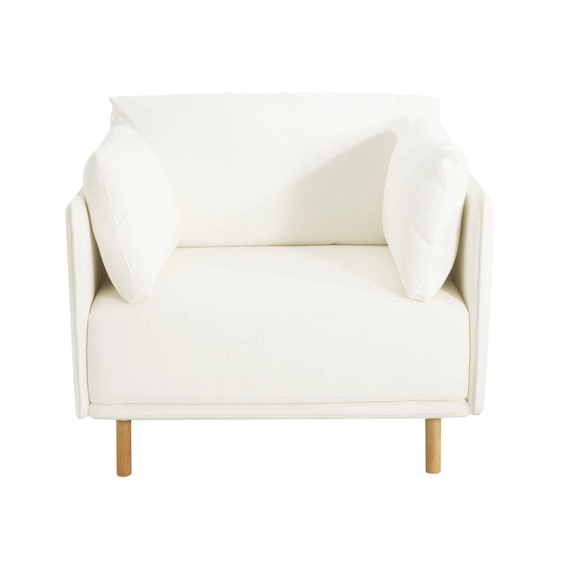 Modern Accent Lounge Chair with Solid Wood Legs and Soft Fabric Upholstery