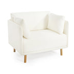Modern Accent Lounge Chair with Solid Wood Legs and Soft Fabric Upholstery