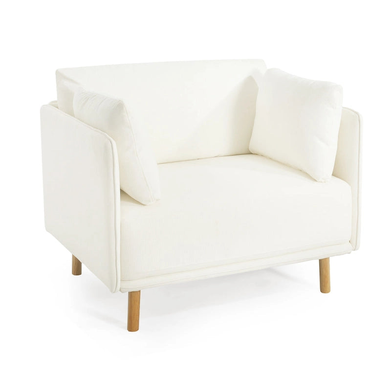 Modern Accent Lounge Chair with Solid Wood Legs and Soft Fabric Upholstery