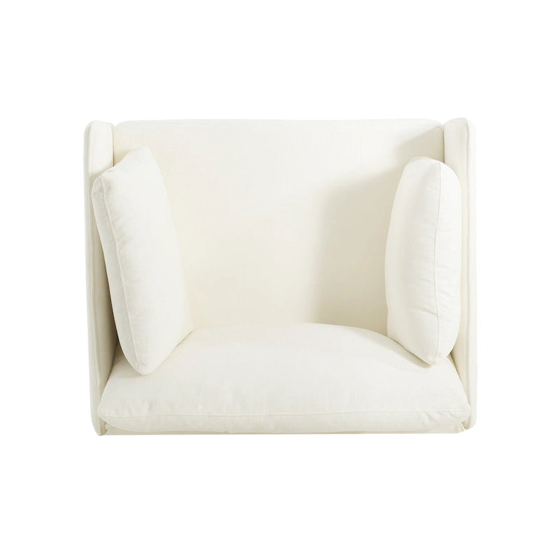 Modern Accent Lounge Chair with Solid Wood Legs and Soft Fabric Upholstery
