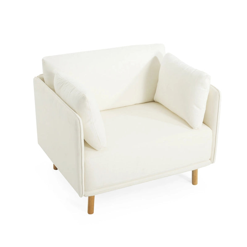 Modern Accent Lounge Chair with Solid Wood Legs and Soft Fabric Upholstery