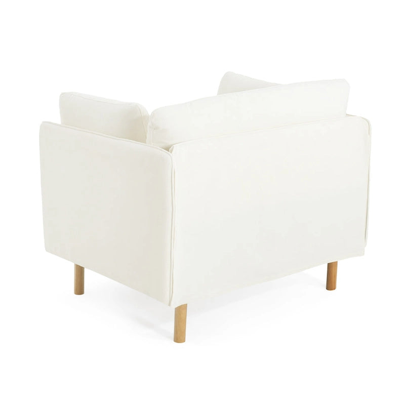 Modern Accent Lounge Chair with Solid Wood Legs and Soft Fabric Upholstery