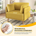 Modern Accent Lounge Chair with Solid Wood Legs and Soft Fabric Upholstery