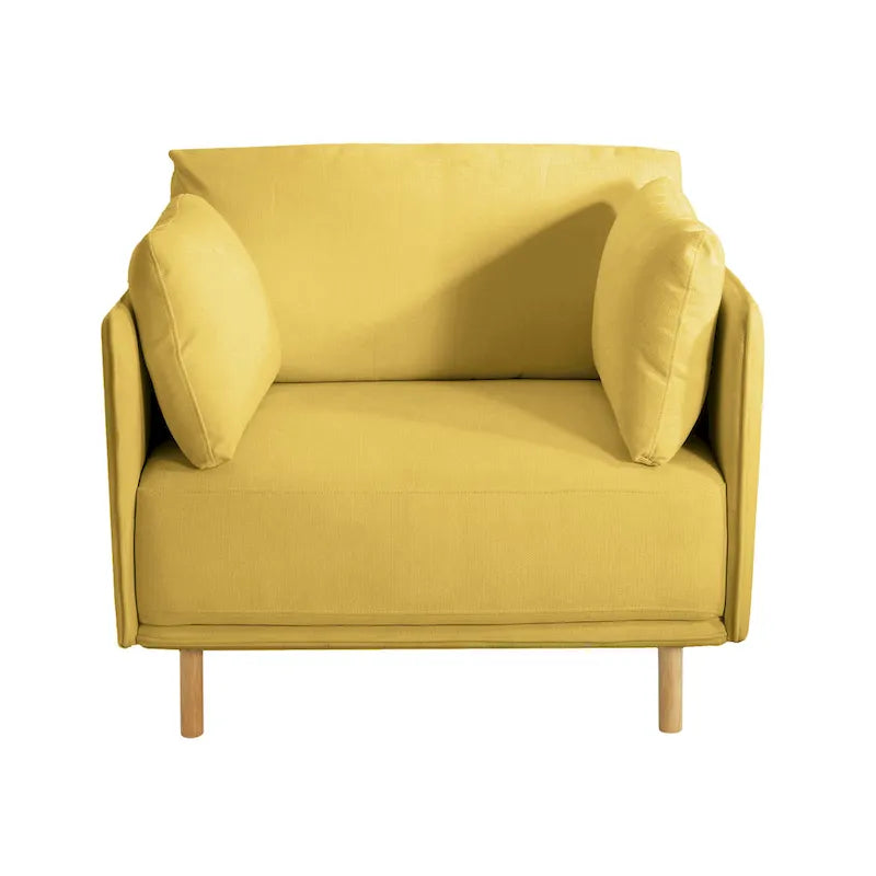 Modern Accent Lounge Chair with Solid Wood Legs and Soft Fabric Upholstery