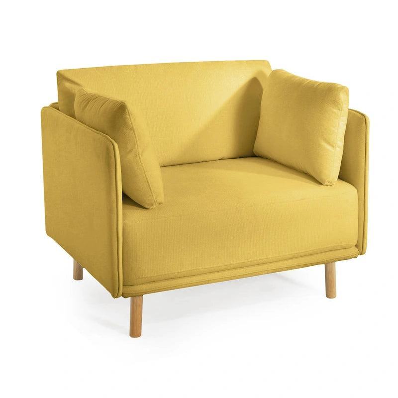 Modern Accent Lounge Chair with Solid Wood Legs and Soft Fabric Upholstery