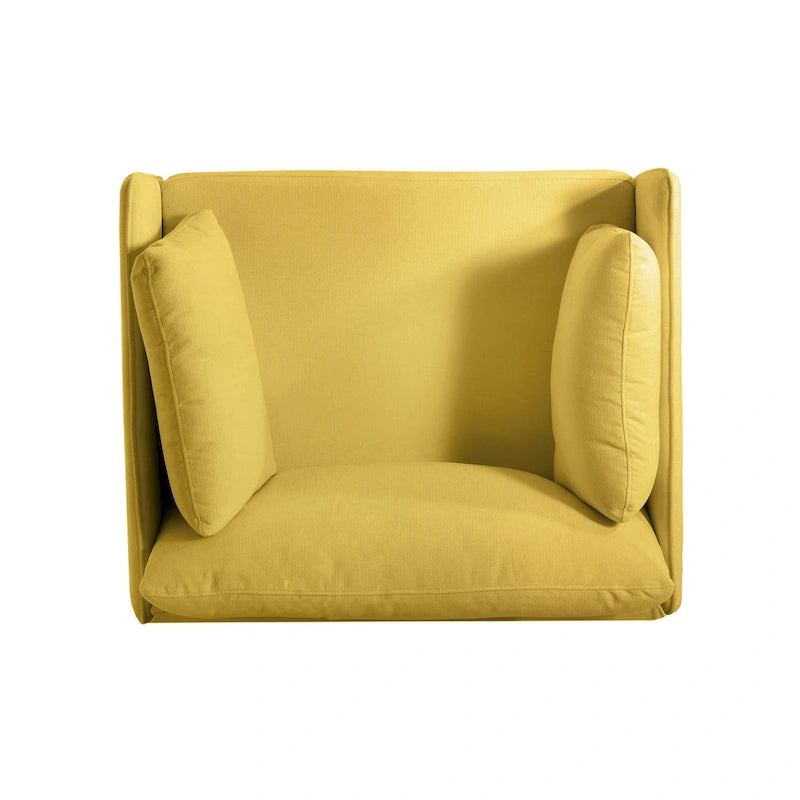 Modern Accent Lounge Chair with Solid Wood Legs and Soft Fabric Upholstery
