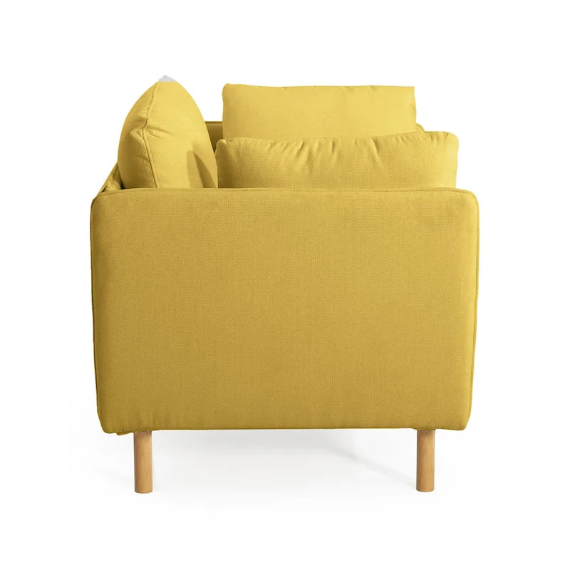 Modern Accent Lounge Chair with Solid Wood Legs and Soft Fabric Upholstery