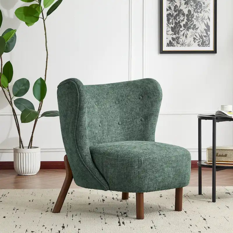 Modern Armless Accent Chair with Boucle Fabric and Solid Wood Frame