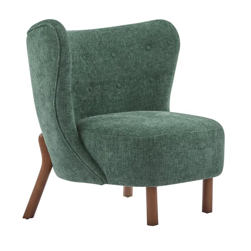 Modern Armless Accent Chair with Boucle Fabric and Solid Wood Frame