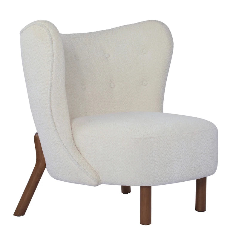 Modern Armless Accent Chair with Boucle Fabric and Solid Wood Frame