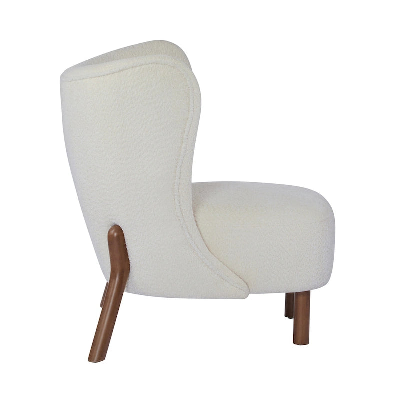 Modern Armless Accent Chair with Boucle Fabric and Solid Wood Frame