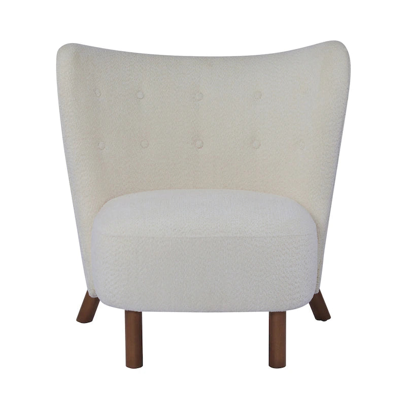 Modern Armless Accent Chair with Boucle Fabric and Solid Wood Frame