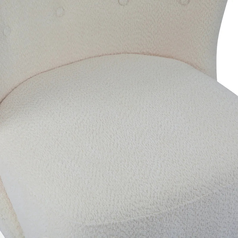Modern Armless Accent Chair with Boucle Fabric and Solid Wood Frame