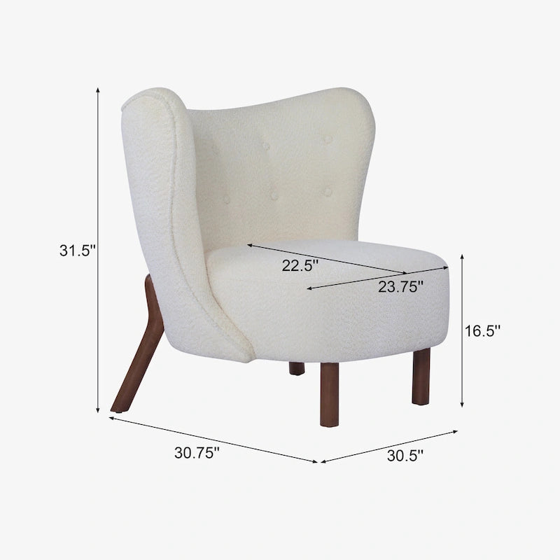 Modern Armless Accent Chair with Boucle Fabric and Solid Wood Frame