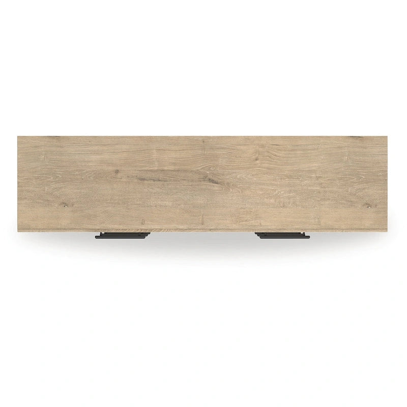 Modern Farmhouse 6-Drawer Dresser with Light Oak Finish and Black Handles