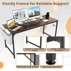 Modern 60" Computer Desk with Built-in Charging Station, Storage Bag & Hook