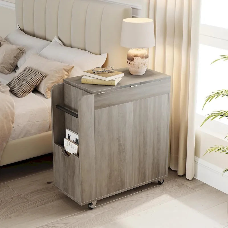 Side Table with Storage - 3 Tier Storage Shelf, Ideal for Small Spaces