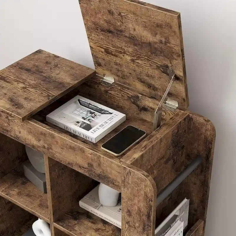 Side Table with Storage - 3 Tier Storage Shelf, Ideal for Small Spaces