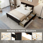 Full Size Wooden Bed Frame with 2 Under-Bed Storage Drawers