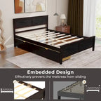 Full Size Wooden Bed Frame with 2 Under-Bed Storage Drawers