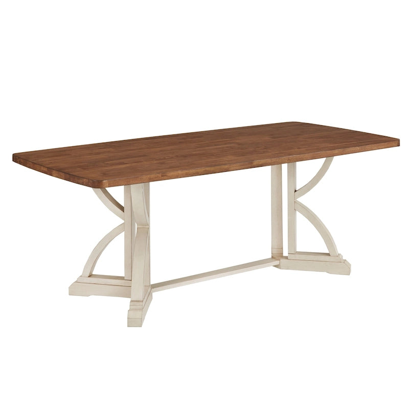 78" Oak Top Dining Table with Unique Interlocking Base